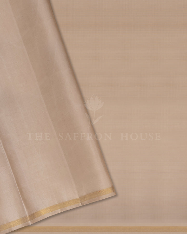 Golden Beige Kanjivaram Silk Saree – The Saffron House