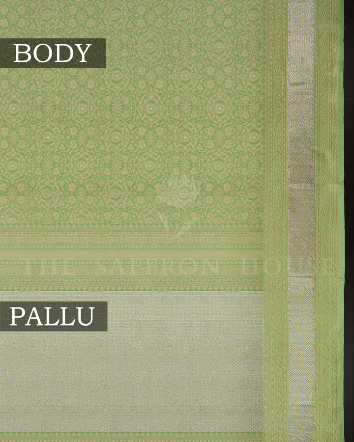 Light Green Banarasi Silk Saree – The Saffron House