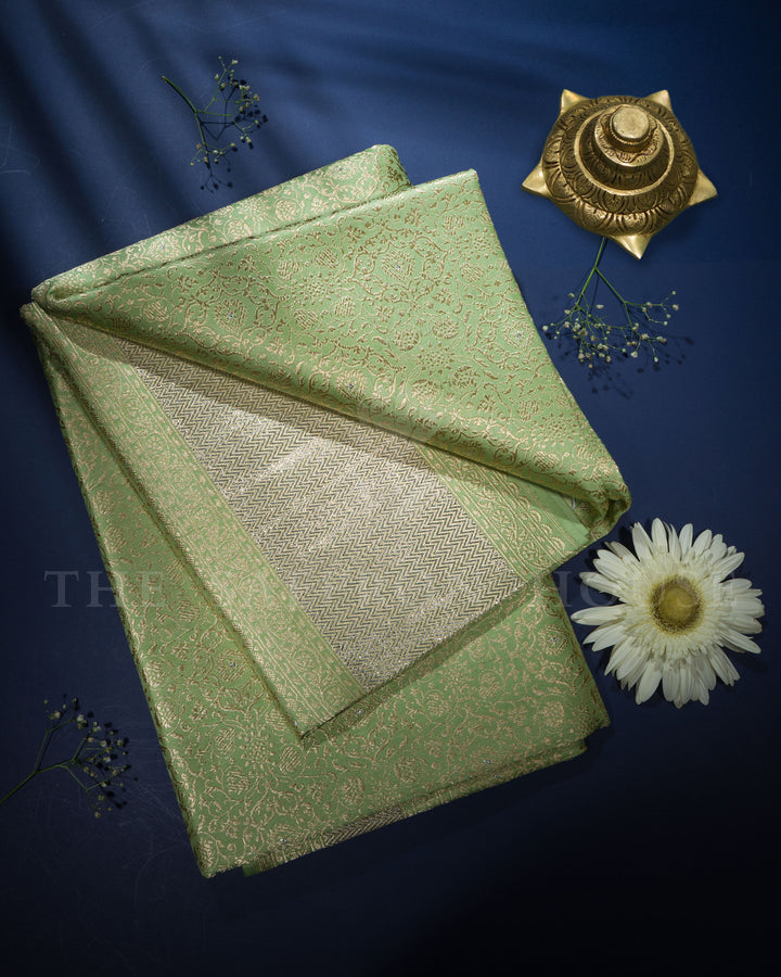 Light Green Banarasi Silk Saree – The Saffron House
