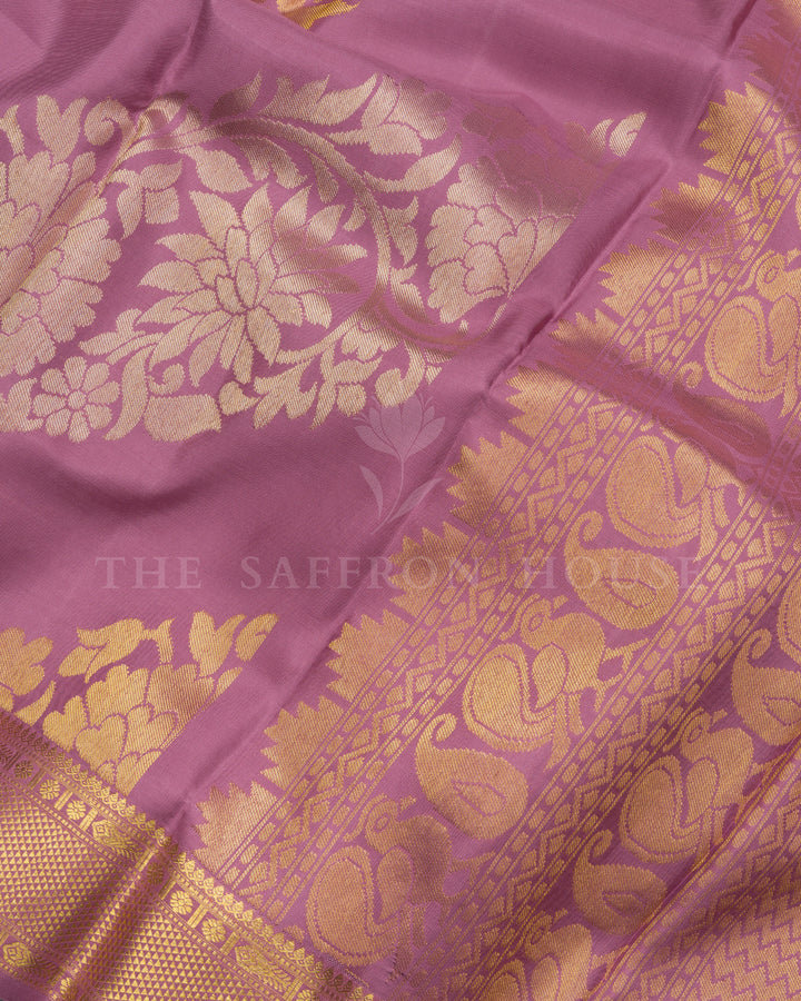 Light Lavender Handwoven Pastel Kanjivaram Silk Saree - TSH2506329