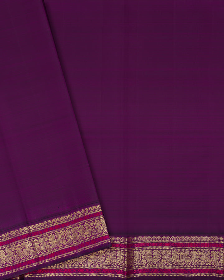 Lilac And Purple Kattam Kanjivaram Silk Saree – The Saffron House