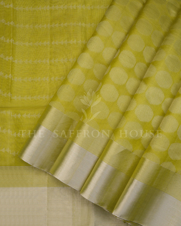 Green And Lime Green Eri Silk Saree – The Saffron House
