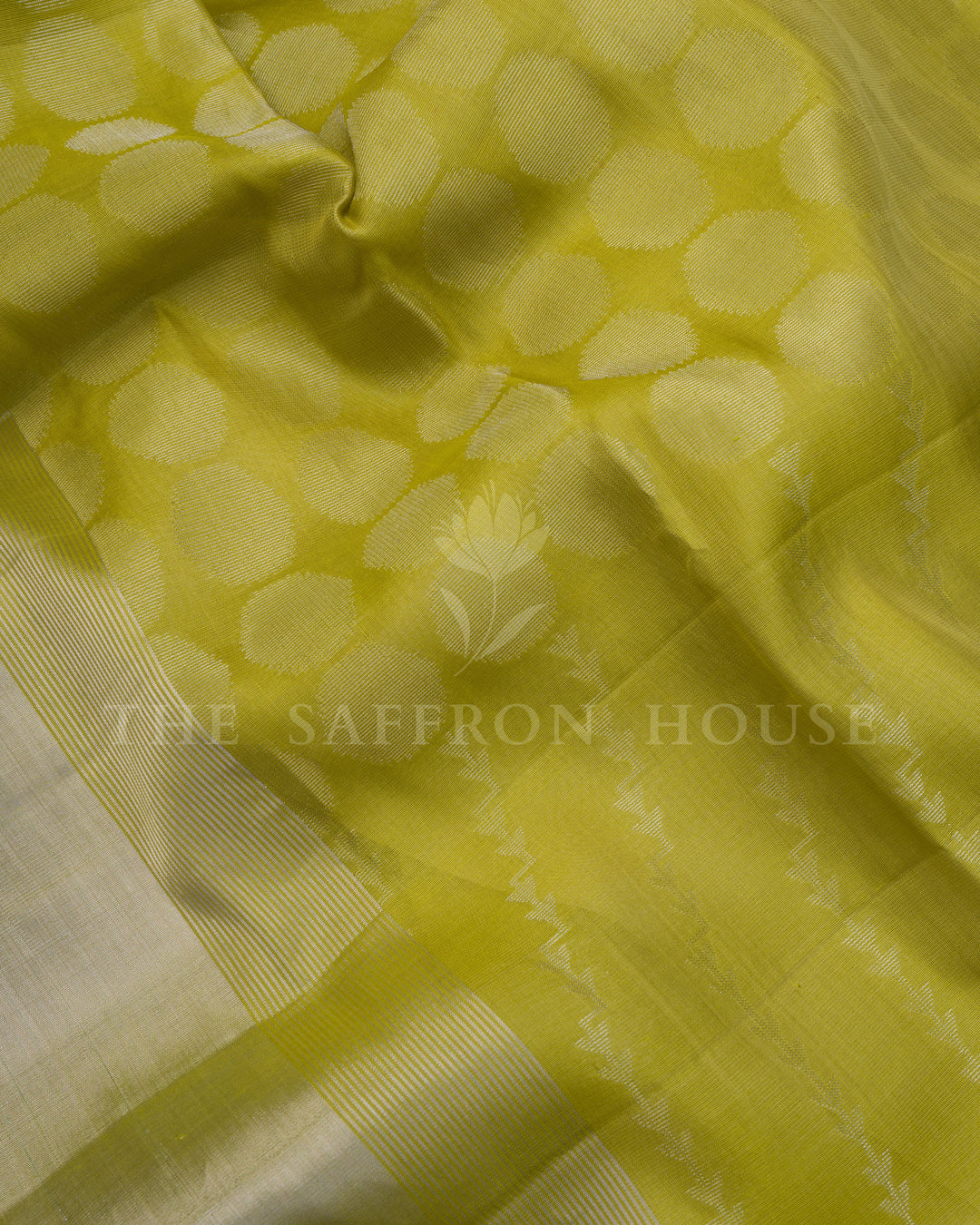 Green And Lime Green Eri Silk Saree – The Saffron House
