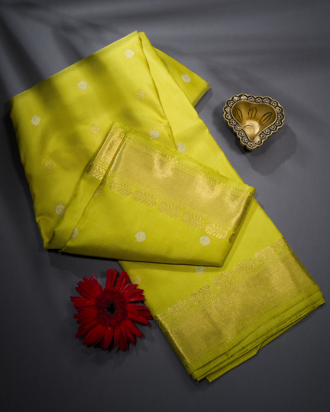 Parrot Green Tissue Kanjivaram Silk Saree – The Saffron House