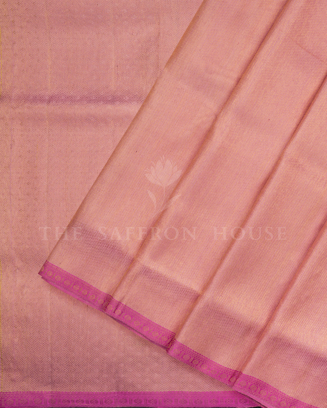 Powder Pink And Lilac Brocade Kanjivaram Silk Saree – The Saffron House