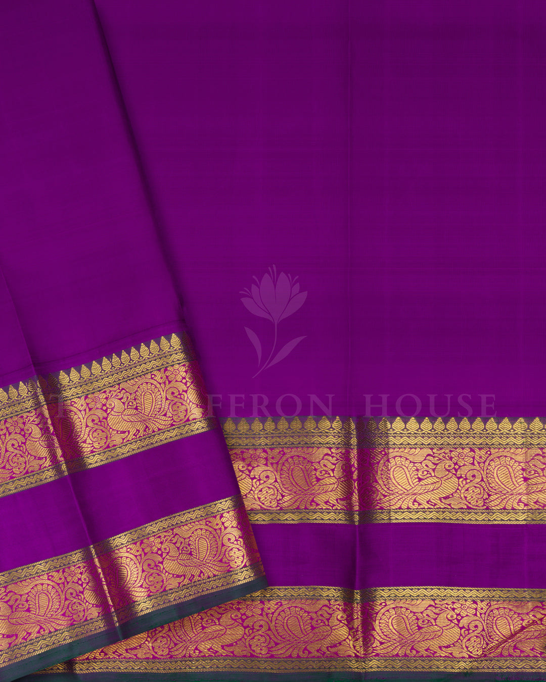 Pistachio Green And Violet Kanjivaram Silk Saree – The Saffron House