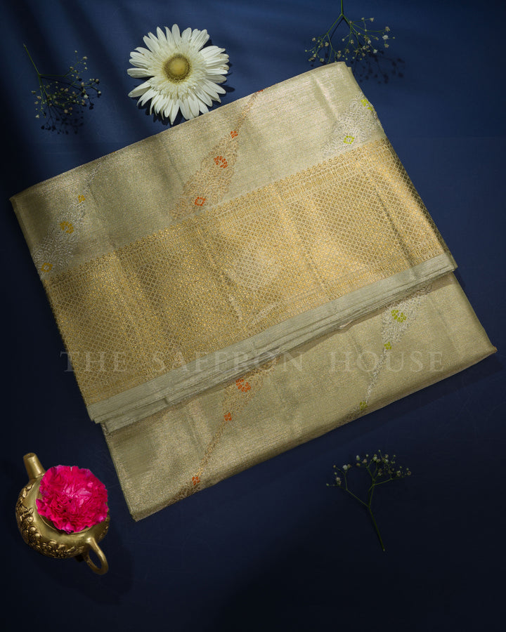 Pistachio Green Bridal Tissue Kanjivaram Silk Saree – The Saffron House