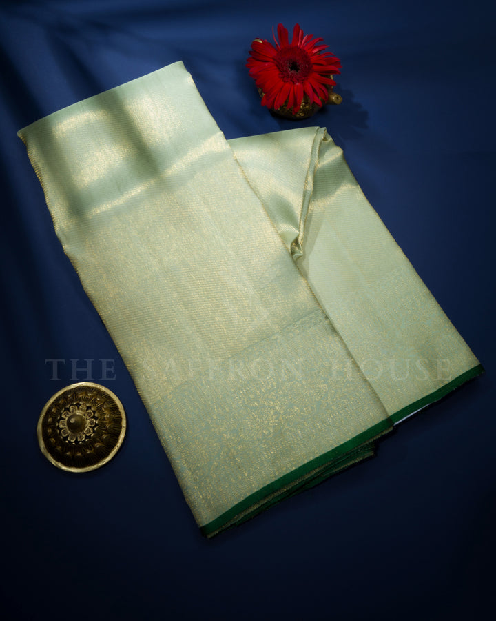 Pistachio Green Tissue Kanjivaram Silk Saree – The Saffron House