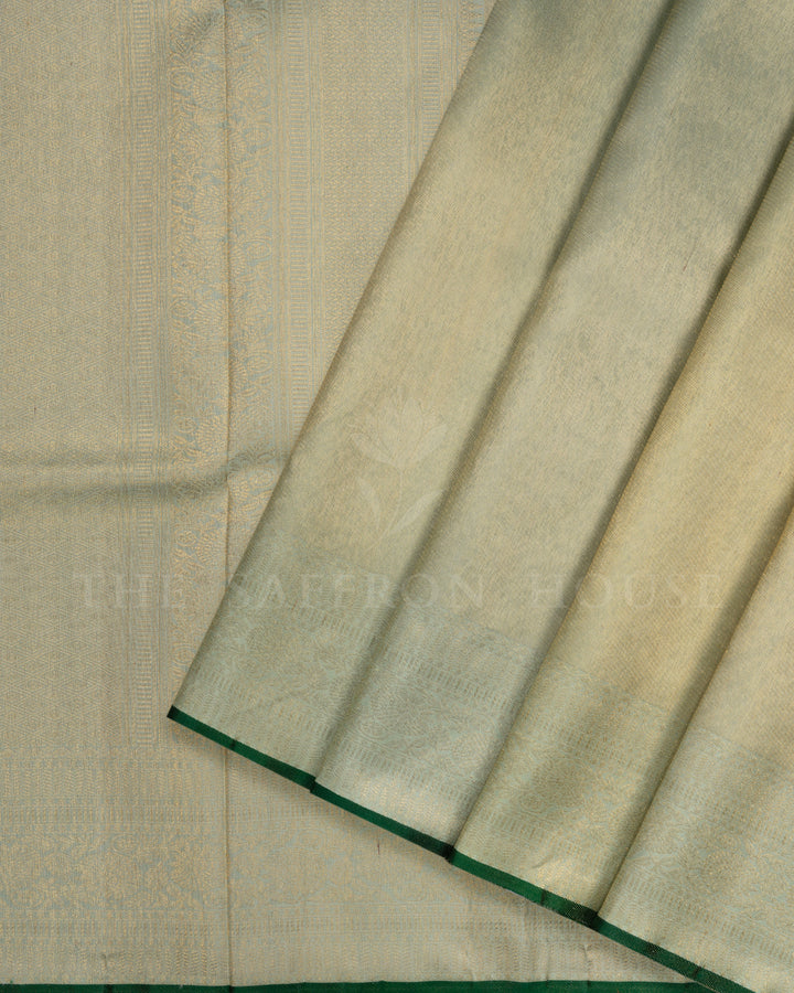 Pistachio Green Tissue Kanjivaram Silk Saree – The Saffron House