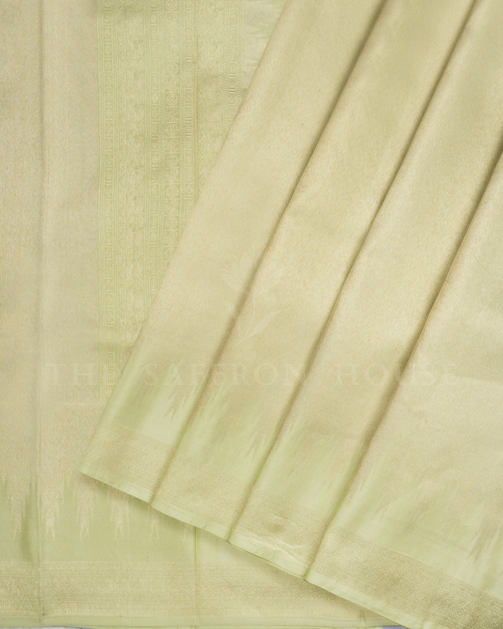 Pistachio Green Tissue Kanjivaram Silk Saree – The Saffron House