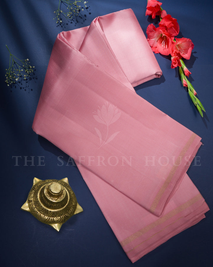 Petal Pink Kanjivaram Silk Saree – The Saffron House