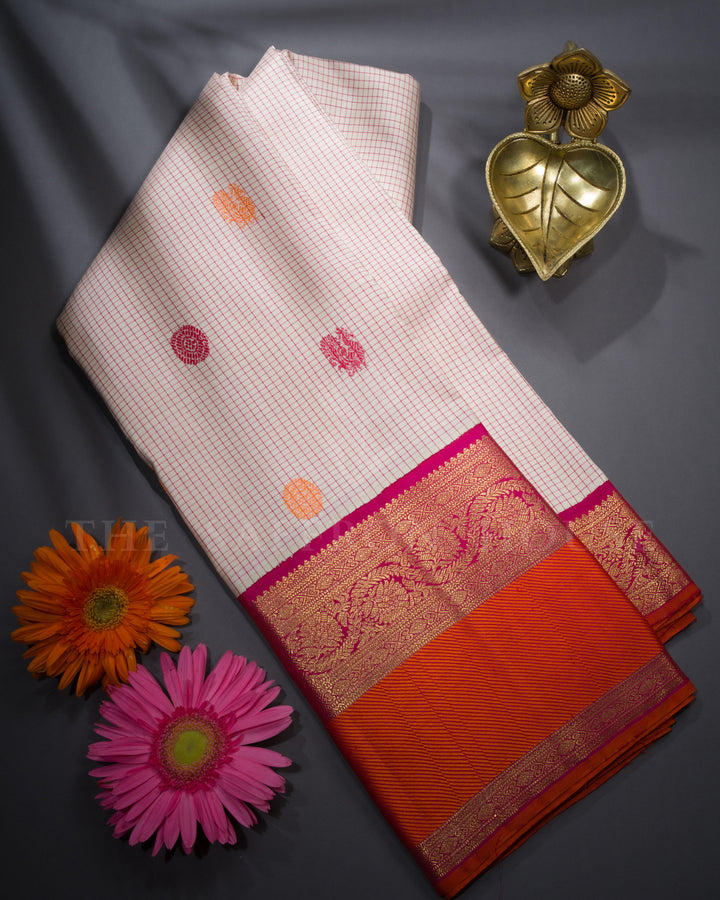 Magenta Pink Korvai Kanjivaram Silk Saree – The Saffron House