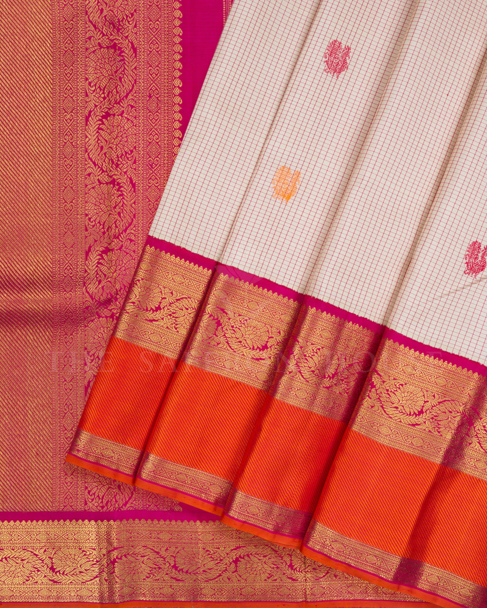 Magenta Pink Korvai Kanjivaram Silk Saree – The Saffron House