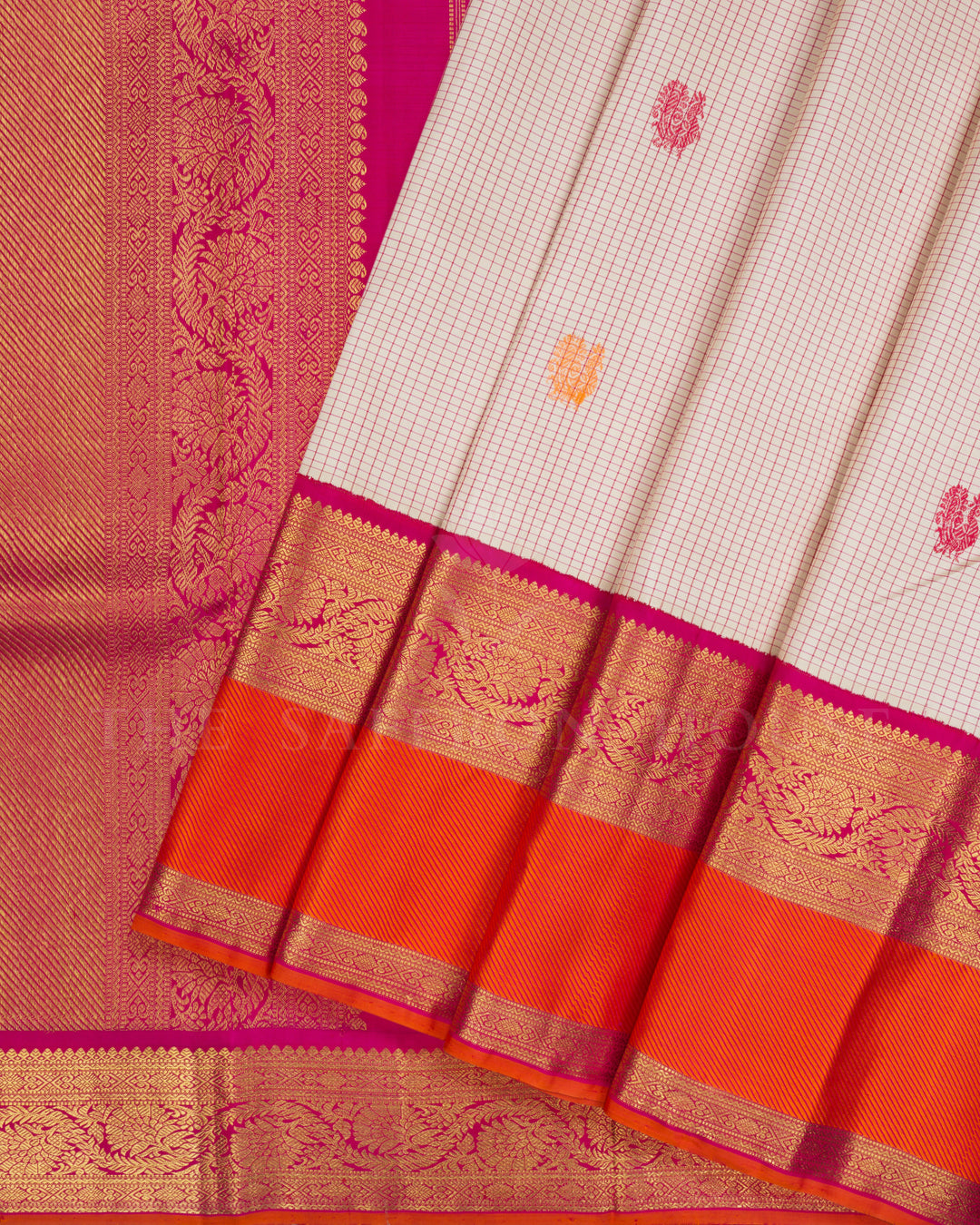 Magenta Pink Korvai Kanjivaram Silk Saree – The Saffron House