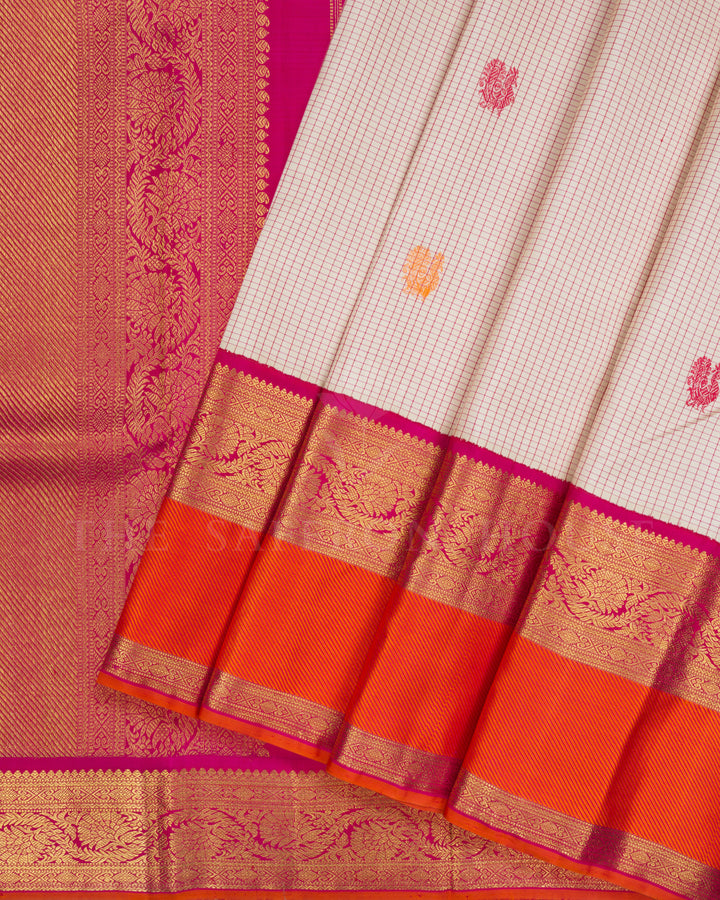 Magenta Pink Korvai Kanjivaram Silk Saree – The Saffron House