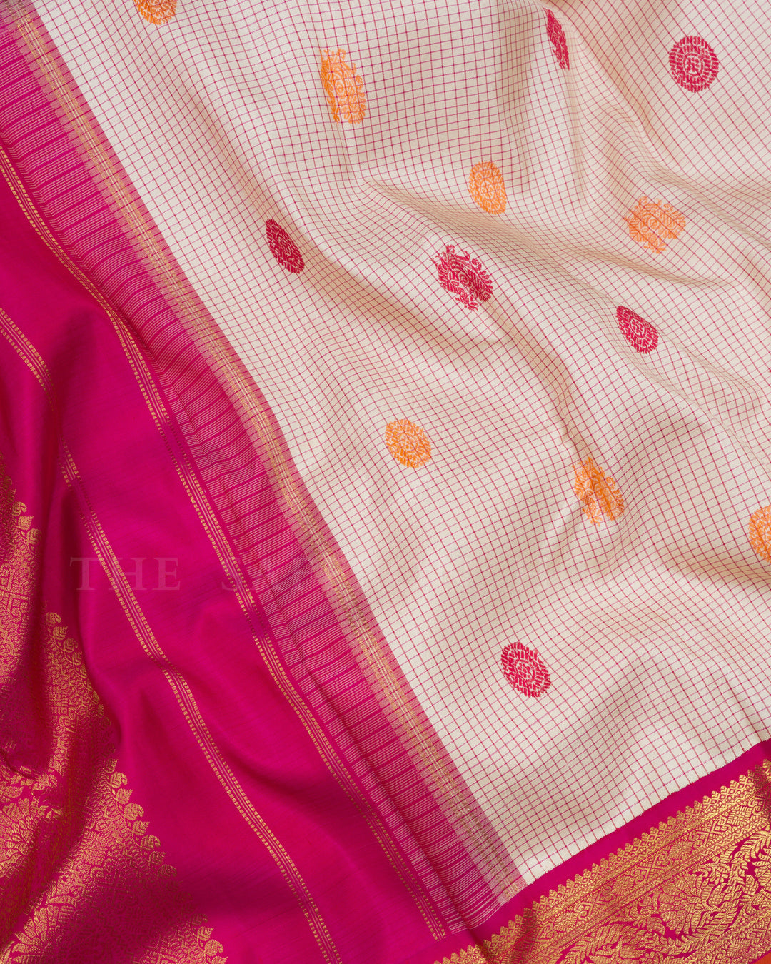 Magenta Pink Korvai Kanjivaram Silk Saree – The Saffron House