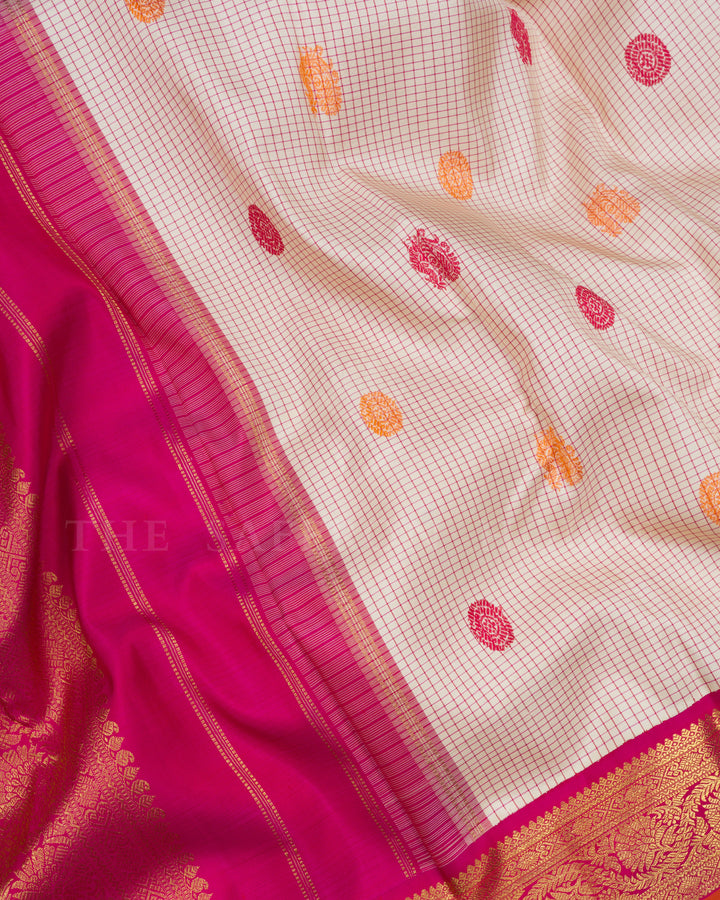 Magenta Pink Korvai Kanjivaram Silk Saree – The Saffron House