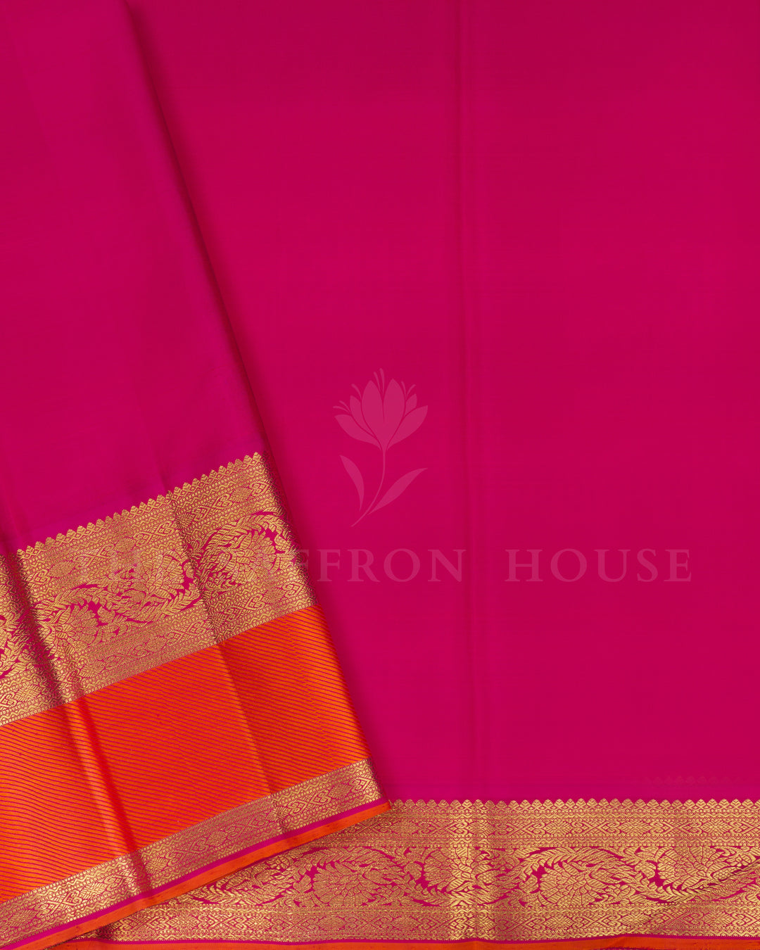 Magenta Pink Korvai Kanjivaram Silk Saree – The Saffron House