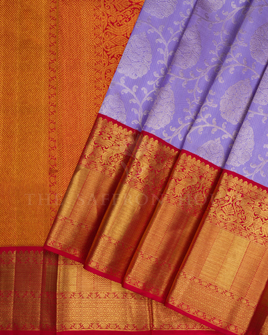 Lilac And Burgundy Maroon Brocade Kanjivaram Silk Saree – The Saffron House