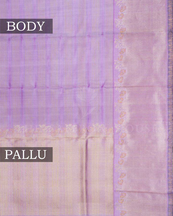 Lilac And Purple Kattam Kanjivaram Silk Saree – The Saffron House