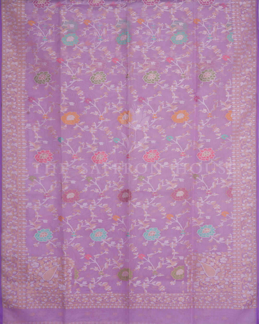 Lilac Kora Banarasi Silk Saree – The Saffron House