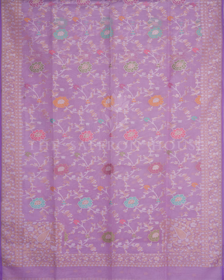 Lilac Kora Banarasi Silk Saree – The Saffron House