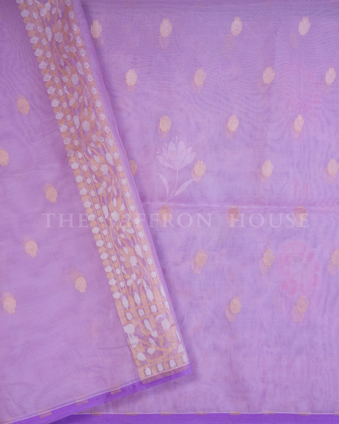 Lilac Kora Banarasi Silk Saree – The Saffron House