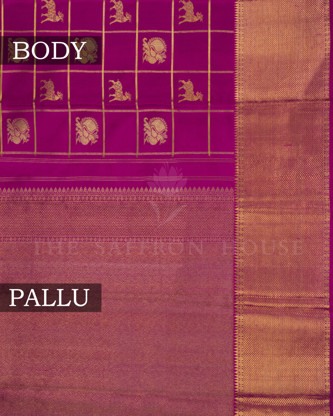 Magenta Kattam Kanjivaram Silk Saree – The Saffron House