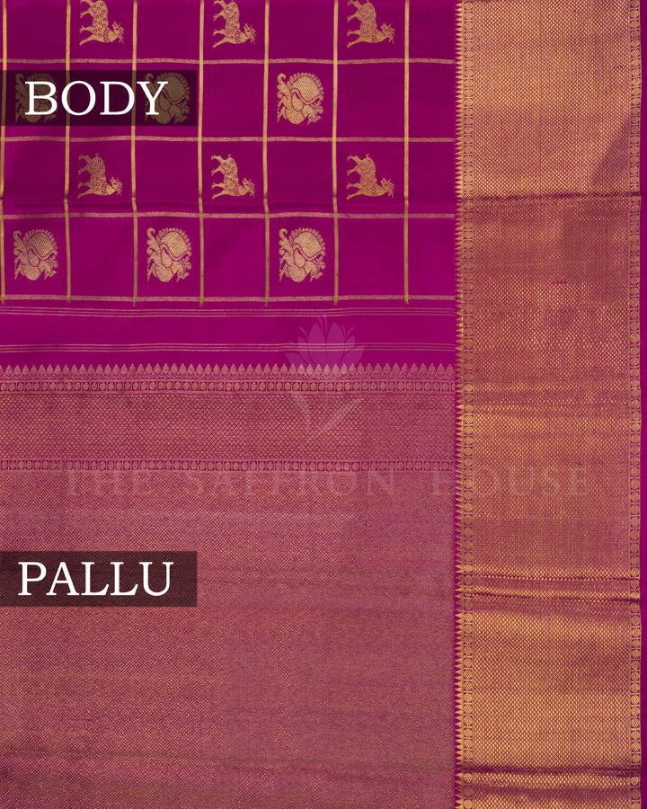 Magenta Kattam Kanjivaram Silk Saree – The Saffron House