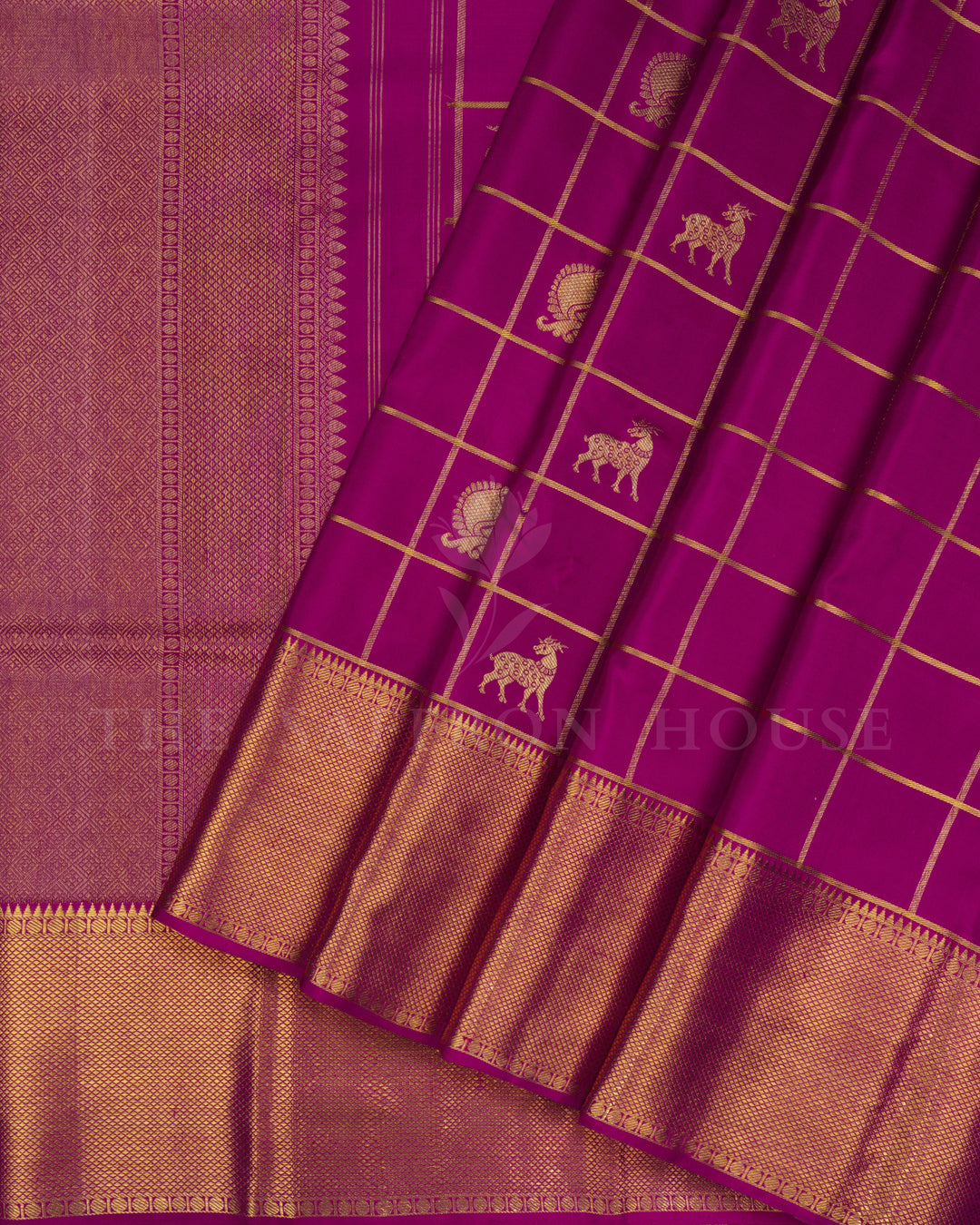 Magenta Kattam Kanjivaram Silk Saree – The Saffron House