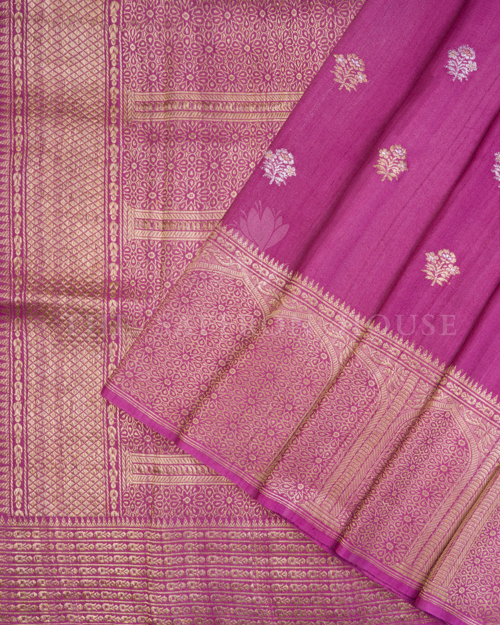 Magenta Pink Georgette Banarasi Saree – The Saffron House