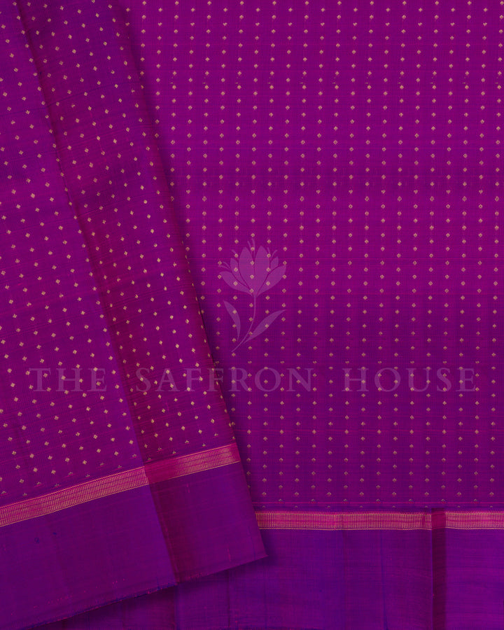 Purple And Magenta Pink Kattam Kanjivaram Silk Saree – The Saffron House