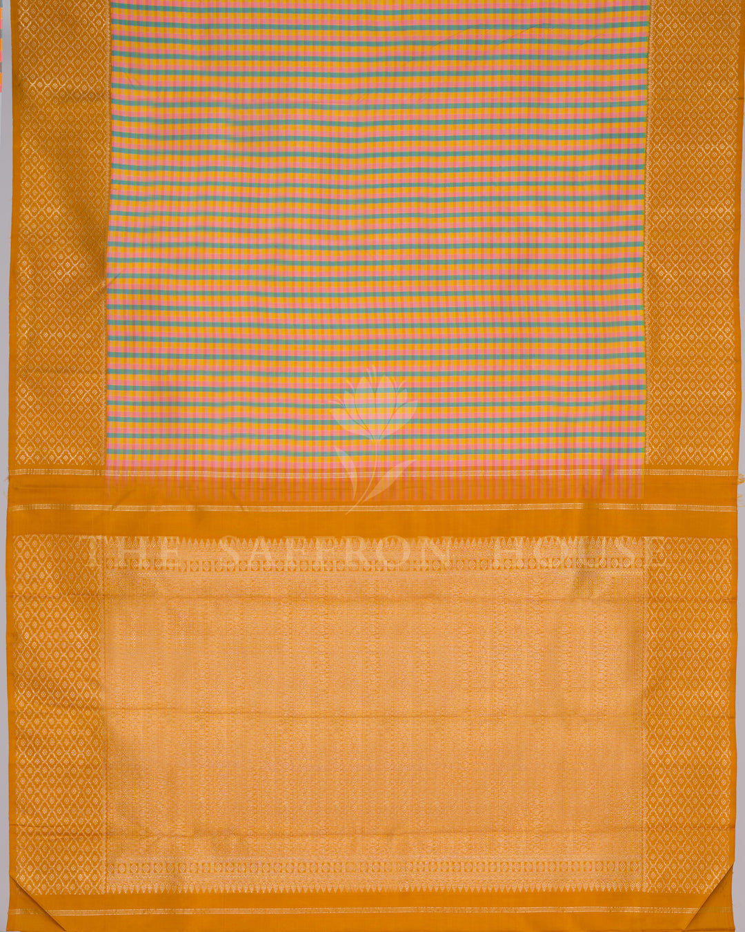 Multicolour And Yellow Kattam Kanjivaram Silk Saree – The Saffron House