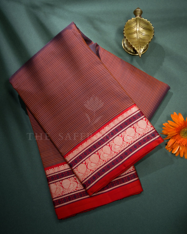 Burgundy Maroon And Rust Orange Kattam Kanjivaram Silk Saree – The Saffron House