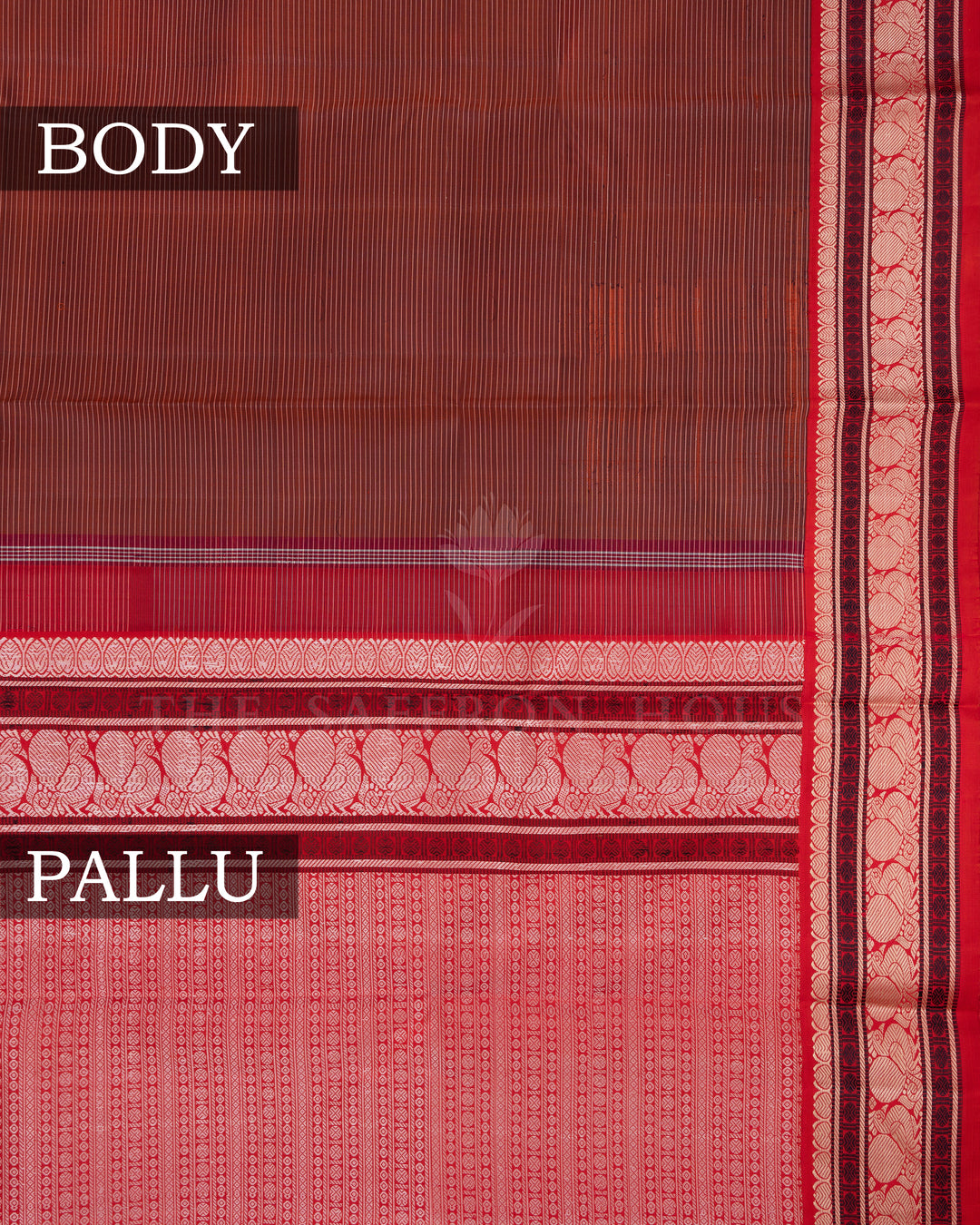 Burgundy Maroon And Rust Orange Kattam Kanjivaram Silk Saree – The Saffron House