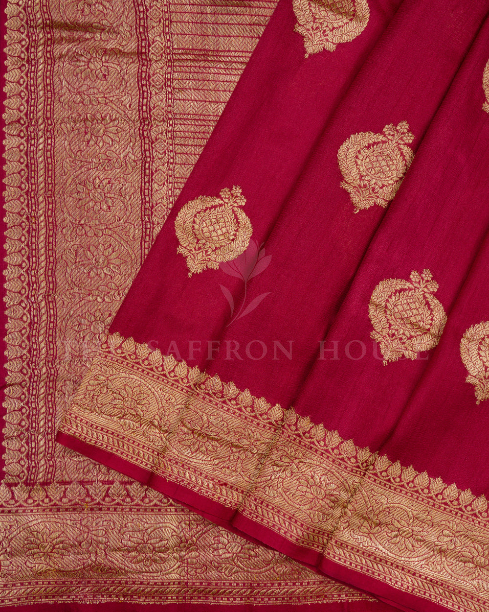 Burgundy Maroon Georgette Banarasi Saree – The Saffron House