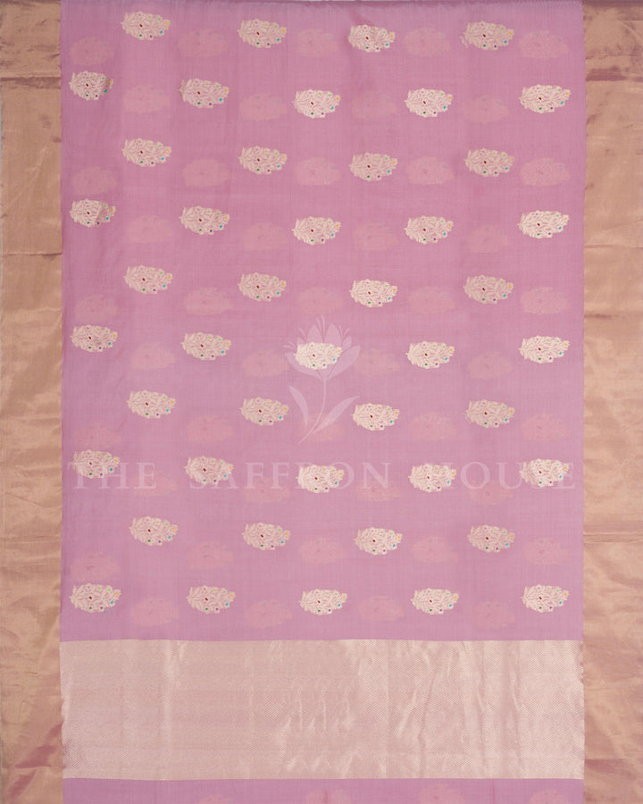 Mauve And Pink Banarasi Silk Saree – The Saffron House