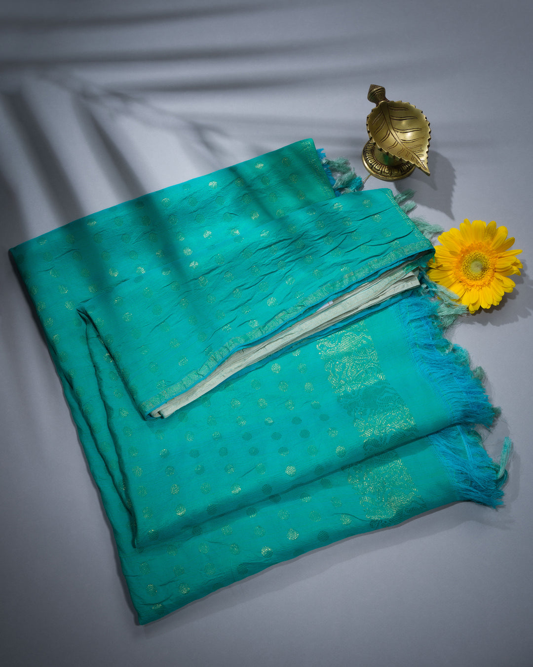 Mint Blue And Ramar Green Kanjivaram Silk Saree – The Saffron House