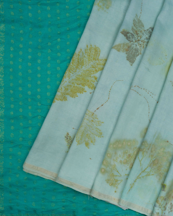 Mint Blue And Ramar Green Kanjivaram Silk Saree – The Saffron House