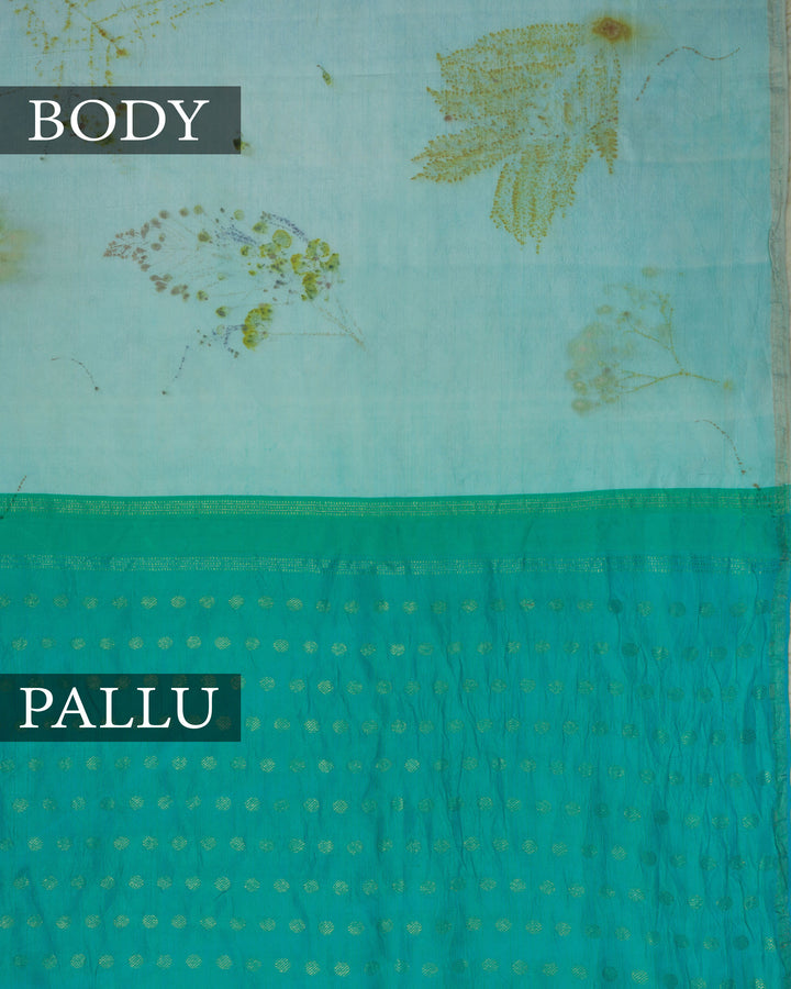 Mint Blue And Ramar Green Kanjivaram Silk Saree – The Saffron House