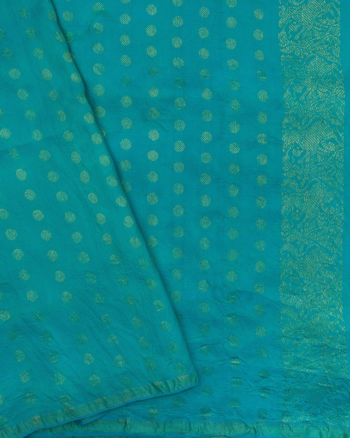 Mint Blue And Ramar Green Kanjivaram Silk Saree – The Saffron House