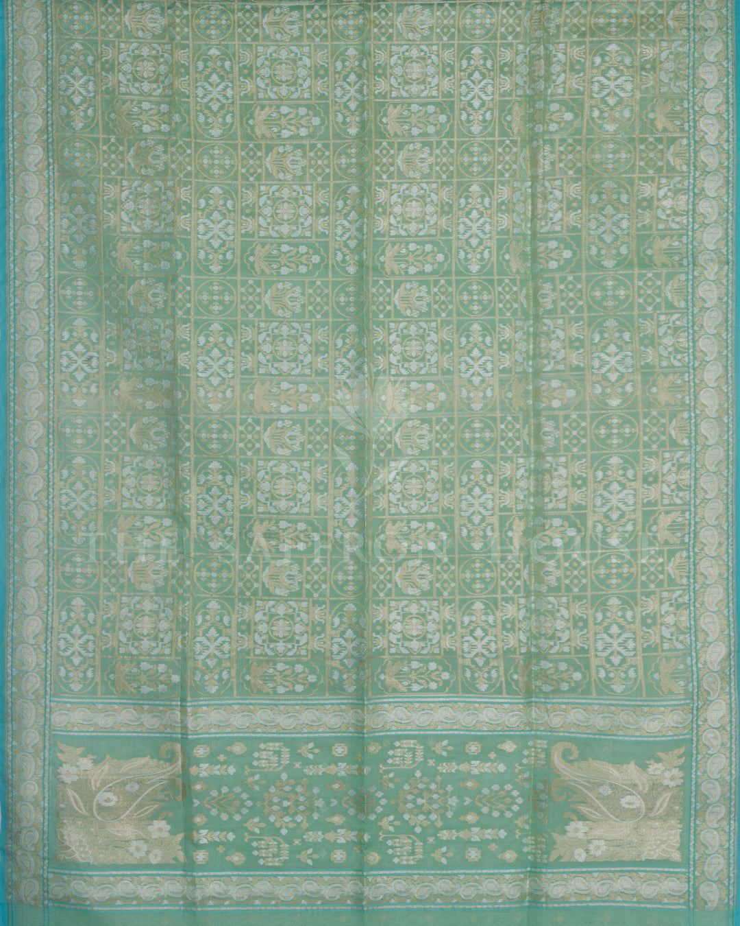 Mint Kora Banarasi Silk Saree – The Saffron House