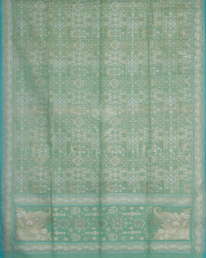 Mint Kora Banarasi Silk Saree – The Saffron House