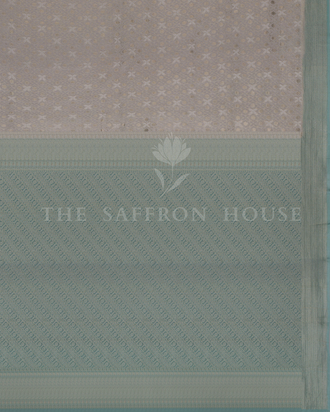 Teal And Sand Beige Georgette Banarasi Saree – The Saffron House