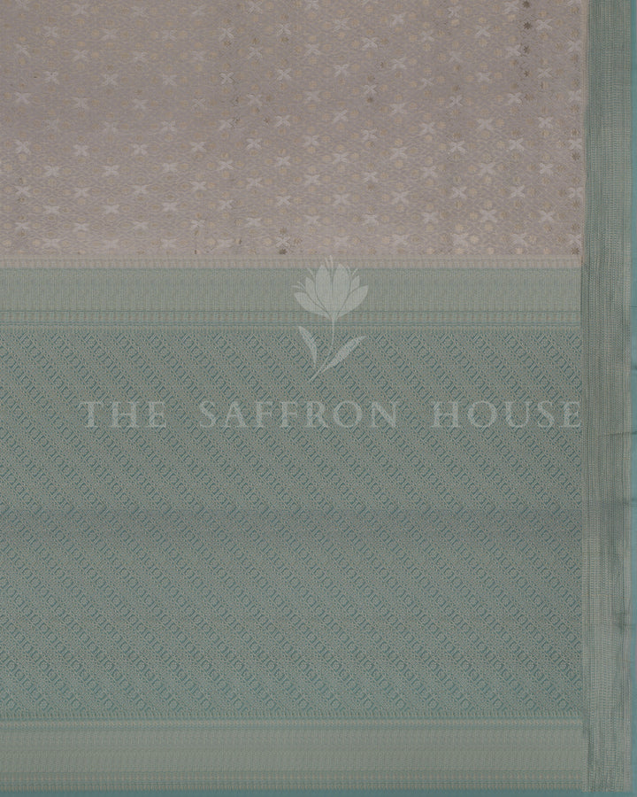 Teal And Sand Beige Georgette Banarasi Saree – The Saffron House