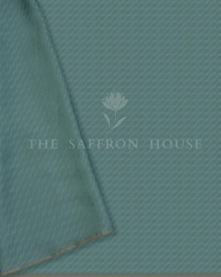 Teal And Sand Beige Georgette Banarasi Saree – The Saffron House