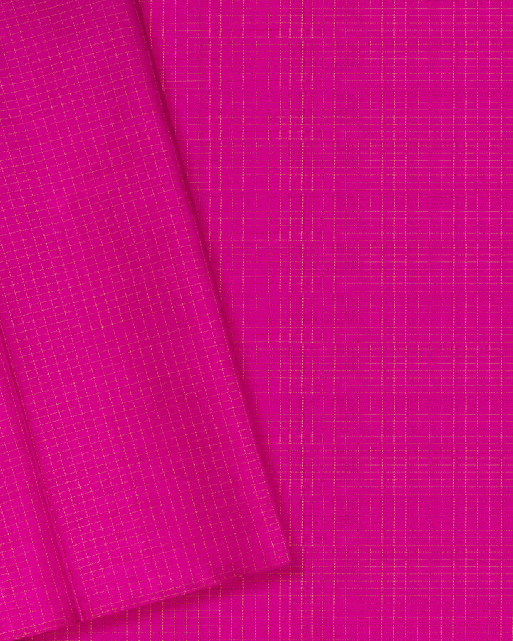 Rani Pink And Multicolour Kattam Kanjivaram Silk Saree – The Saffron House