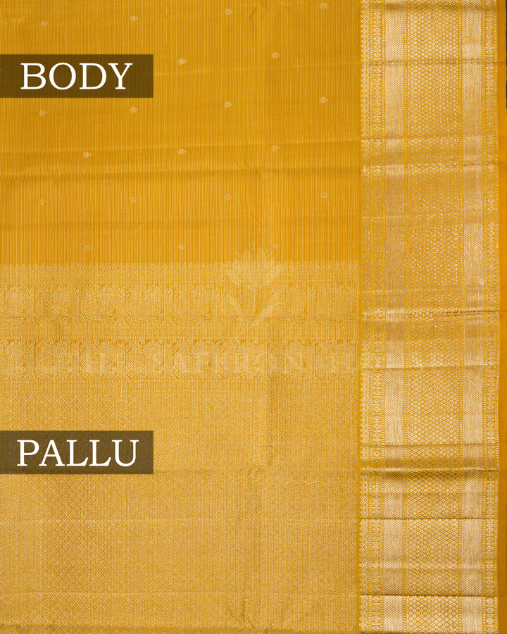 Mustard Gold Brocade Kanjivaram Silk Saree – The Saffron House