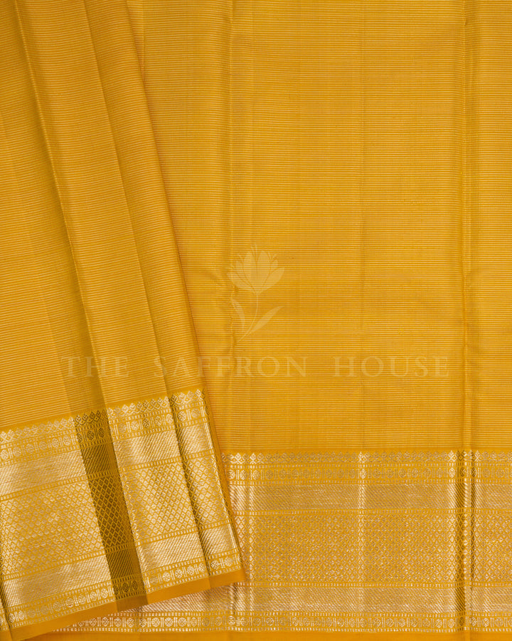 Mustard Gold Brocade Kanjivaram Silk Saree – The Saffron House