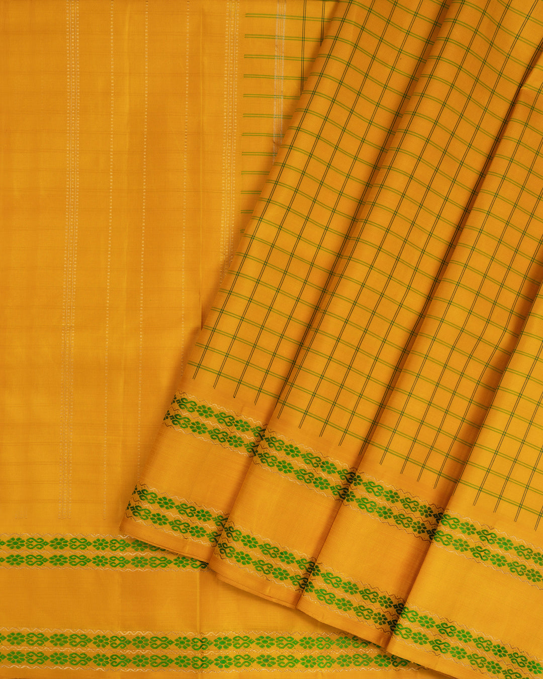 Mustard Gold Kattam Kanjivaram Silk Saree – The Saffron House